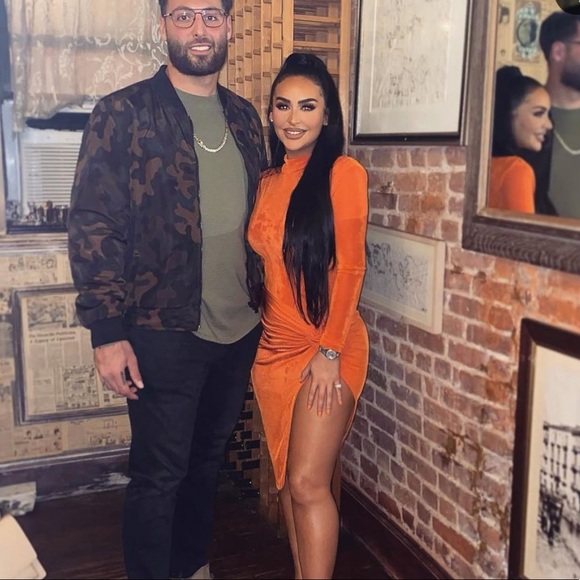 JLuxLabel Orange Namya Knotted Slit Sexy Skirt S - Picture 3 of 16